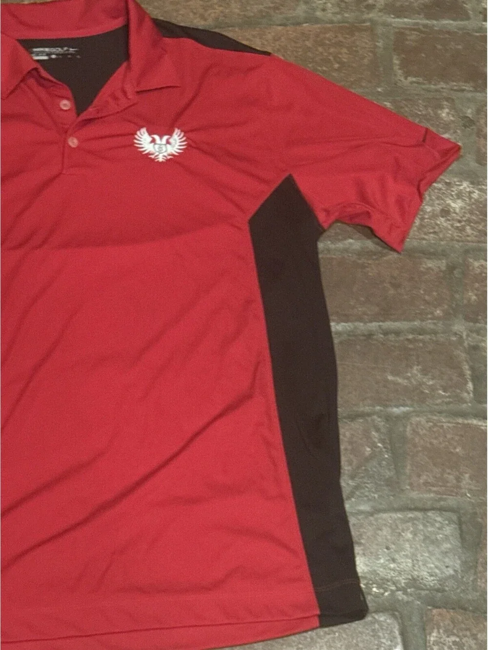 Nike Golf Dri-FIT Polo Shirt Mens XL Red Black Eagle Ribbon Crest